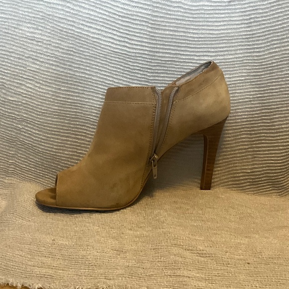 Audrey Brooke Tan Suede Peep Toe Bootie - Picture 1 of 7